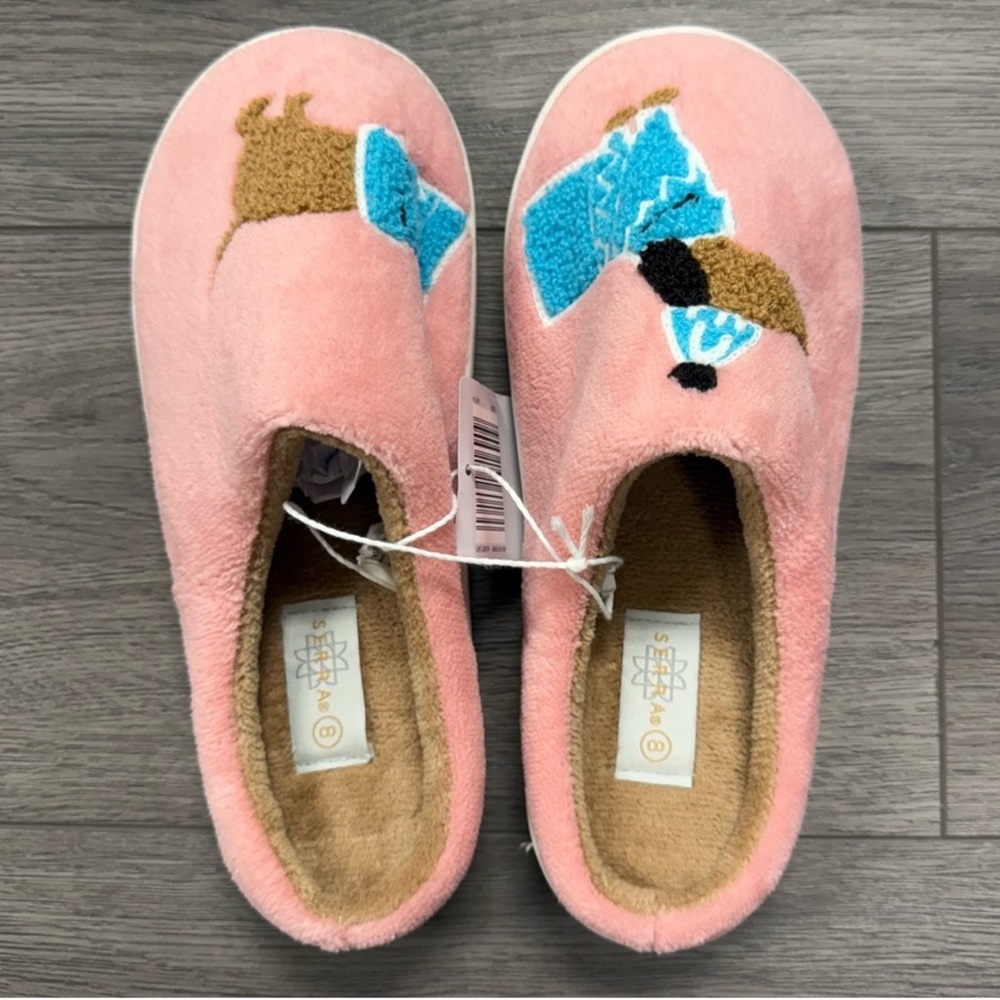 Serra Pink Plush Dachshund Slip-On Slippers - Picture 5 of 6